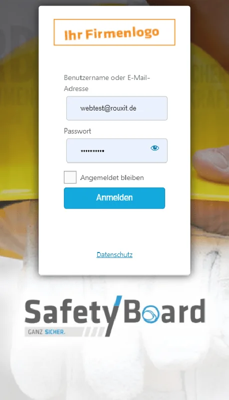 Login-Screen auf dem Smartphone