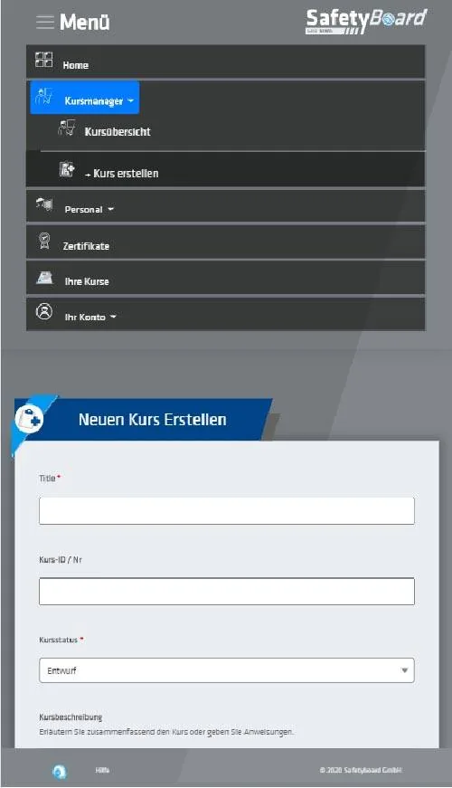 Hauptmenü auf dem Smartphone